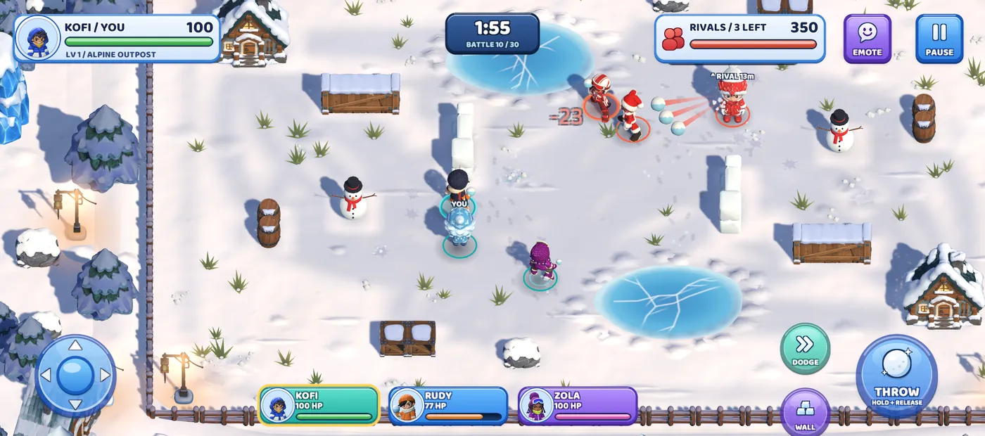 Battle 10 at Alpine Outpost: the squad against Captain Rook's crew.