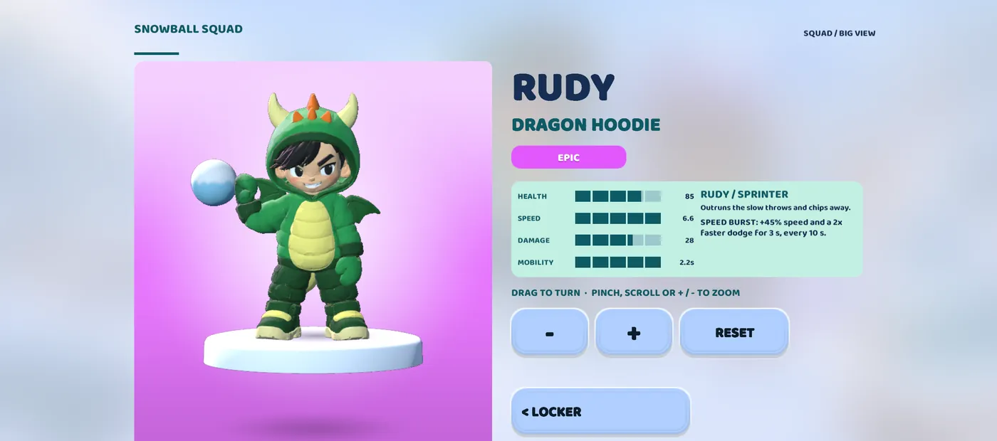 Rudy in the Dragon Hoodie skin, in the big model view.